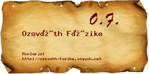 Ozsváth Füzike névjegykártya